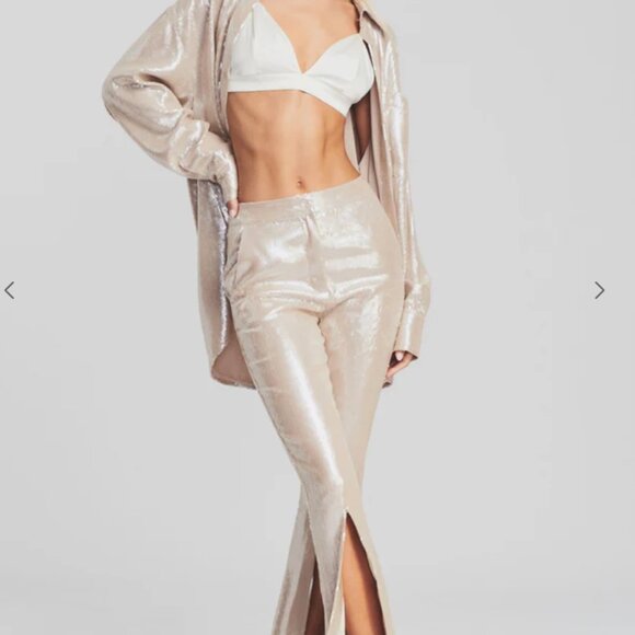 Retrofete Shimmering Cream Flare Pants - Picture 2 of 7